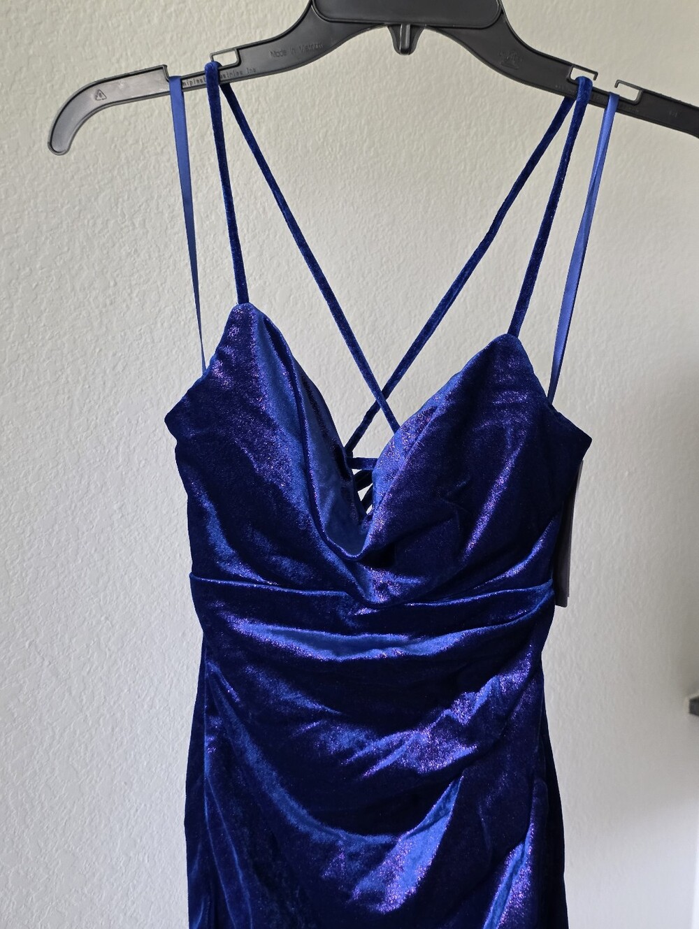 NWT Seni & Cade Royal Blue Velvet Bodycon Mini Dress Strappy XXS Party Club - Picture 4 of 11